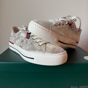 Paul Green Carly Metallic Sneakers with Red and Navy Details - Brand New